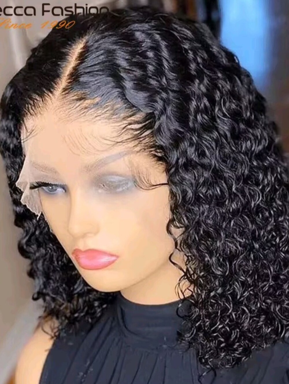 Women's 10" Inch Natural Short Black Deep Curly Bob Lace Front Human Hair Wig